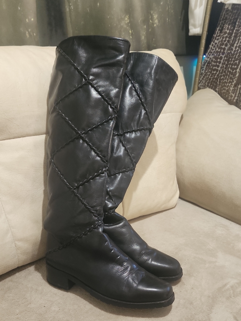 Vintage Nordstrom Made in Italy Leather Tall Boots Beautiful Detaling. - Picture 3 of 11